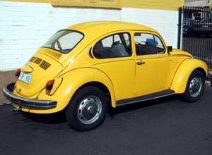 Side view of a 1970s model Beetle.